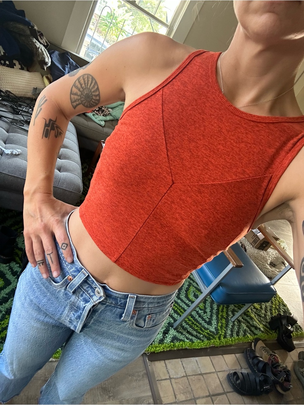 JoyLab orange heathered workout top